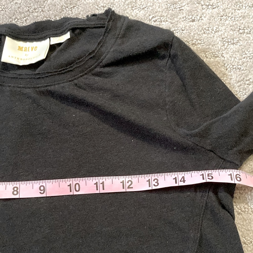 MAEVE black linen-blend long-sleeve top, XXS. - Picture 5 of 7